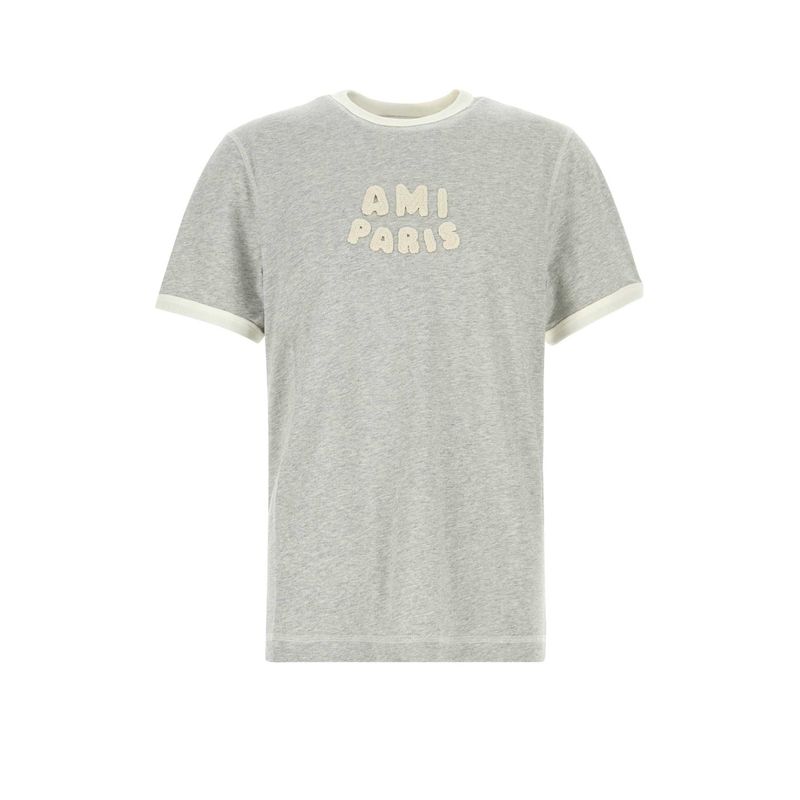 Ami Men Grey Cotton T-Shirt